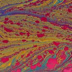 Colorful abstract fluid art with earth tones and vibrant patterns.